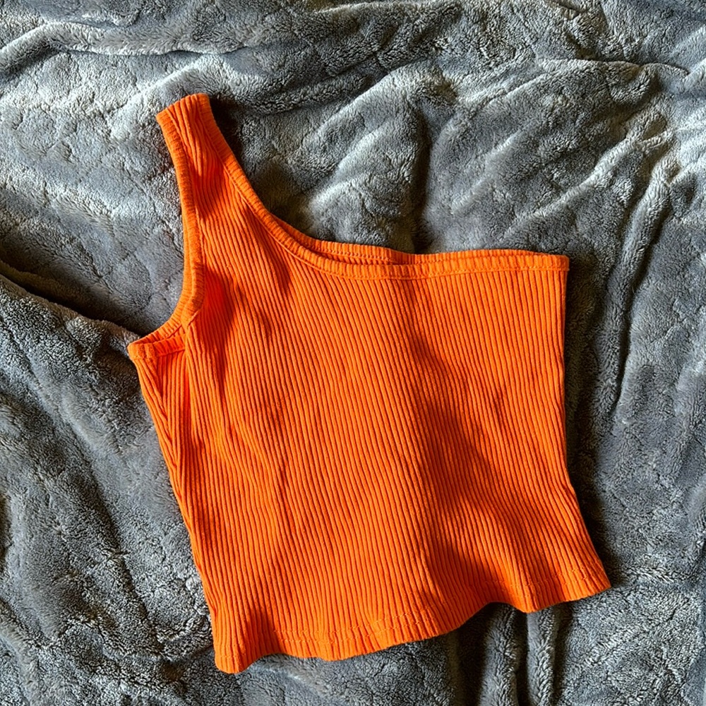 Ribbed one strap tank top